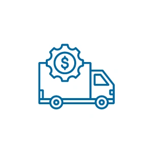 Delivery truck Icon with gear and dollar sign